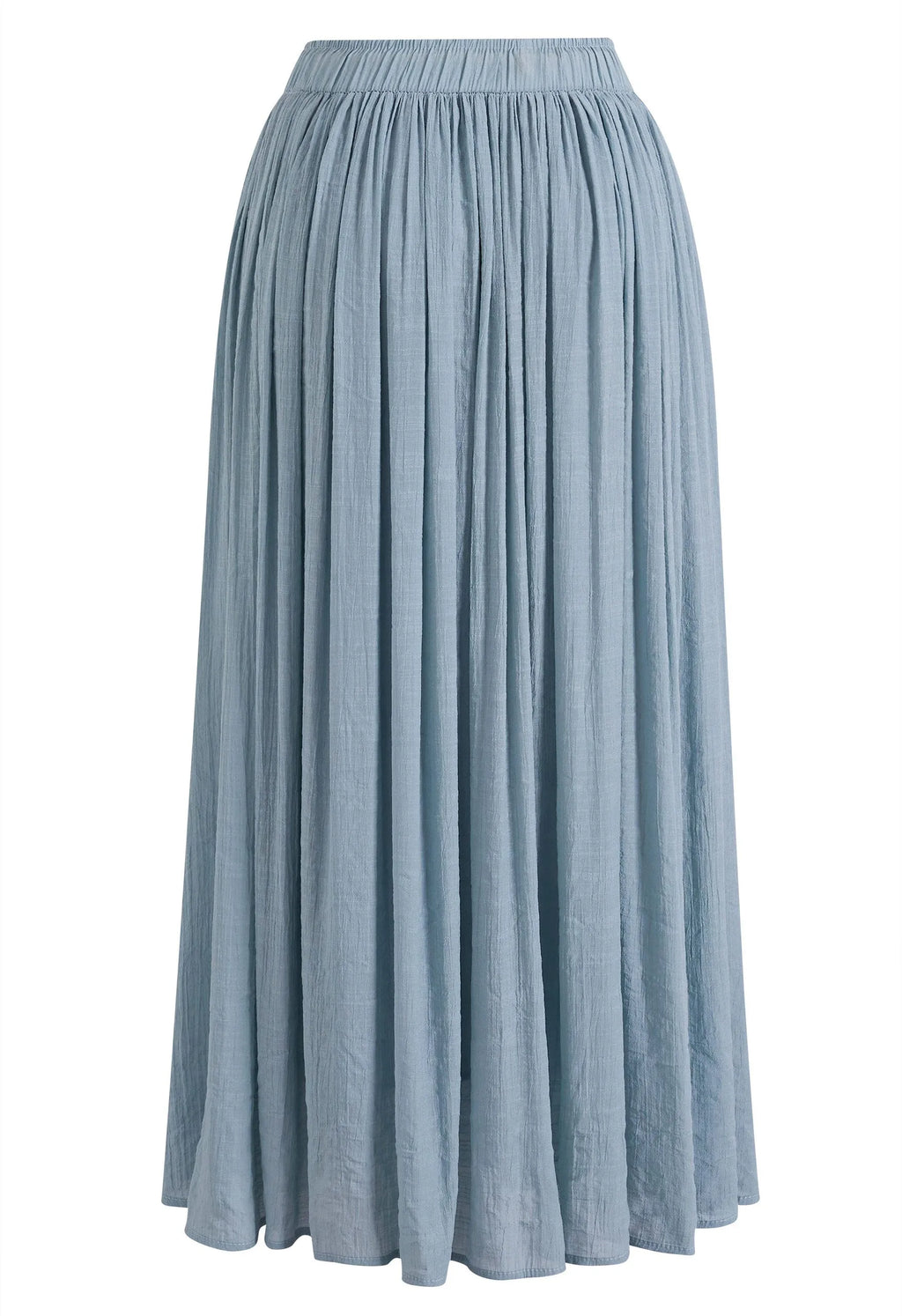 Dusty‑Blue Braided Drawstring Gathered Bohemian Maxi Skirt